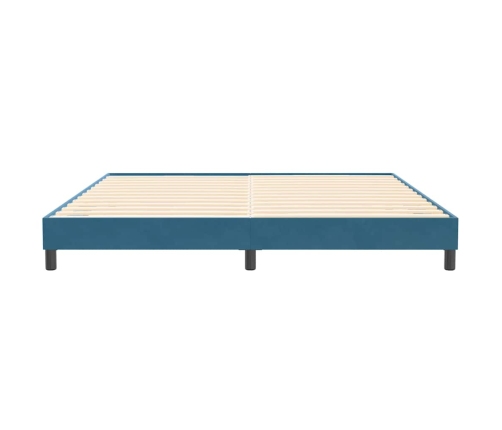 Cama box spring sin colchón azul oscuro terciopelo 200x210 cm