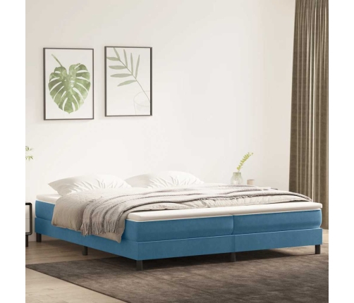 Cama box spring sin colchón azul oscuro terciopelo 200x210 cm