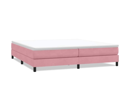 Cama box spring sin colchón rosa terciopelo 200x210 cm