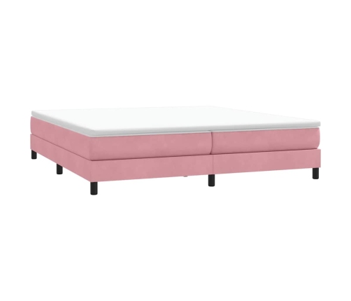 Cama box spring sin colchón rosa terciopelo 200x210 cm