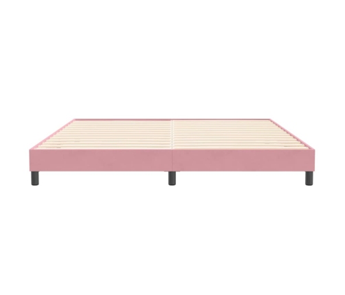 Cama box spring sin colchón rosa terciopelo 200x210 cm