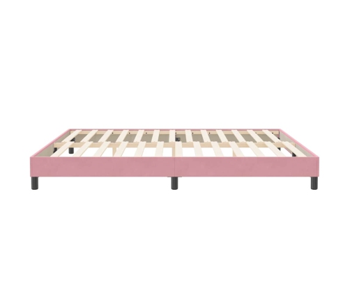 Cama box spring sin colchón rosa terciopelo 200x210 cm