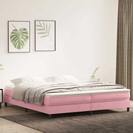 Cama box spring sin colchón rosa terciopelo 200x210 cm