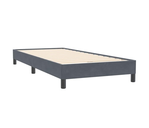 Cama box spring sin colchón gris oscuro terciopelo 80x220 cm