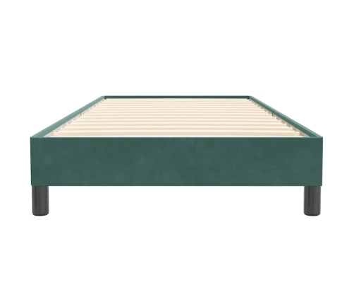 Cama box spring sin colchón verde oscuro terciopelo 80x220 cm