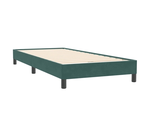 Cama box spring sin colchón verde oscuro terciopelo 80x220 cm