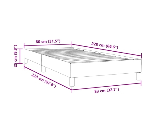 Cama box spring sin colchón verde oscuro terciopelo 80x220 cm