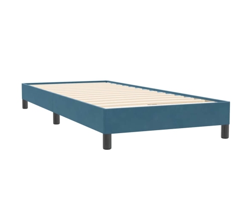 Cama box spring sin colchón azul oscuro terciopelo 80x220 cm