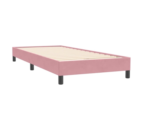 Cama box spring sin colchón rosa terciopelo 80x220 cm