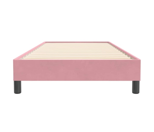 Cama box spring sin colchón rosa terciopelo 80x220 cm