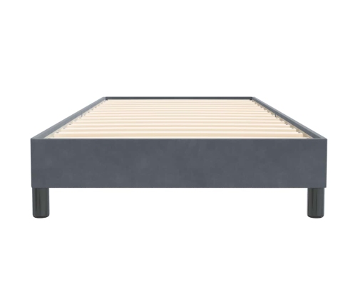 Cama box spring sin colchón gris oscuro terciopelo 90x220 cm