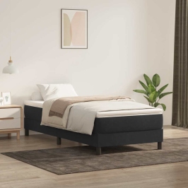 Cama box spring sin colchón negro terciopelo 90x220 cm