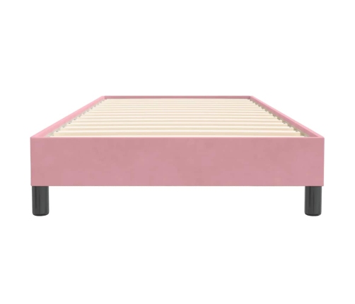 Cama box spring sin colchón rosa terciopelo 90x220 cm