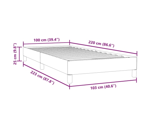 Cama box spring sin colchón negro terciopelo 100x220 cm