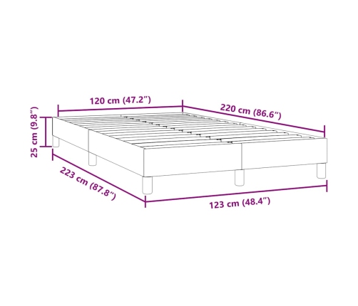 Cama box spring sin colchón gris claro terciopelo 120x220 cm