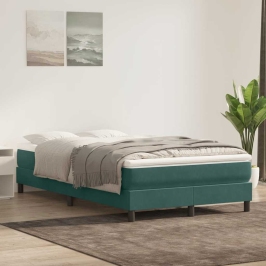 Cama box spring sin colchón verde oscuro terciopelo 120x220 cm