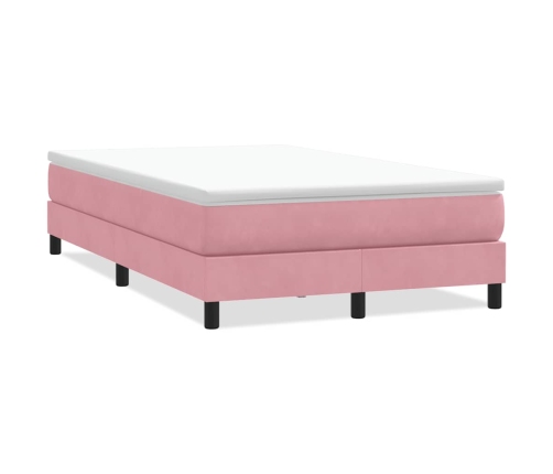 Cama box spring sin colchón rosa terciopelo 120x220 cm