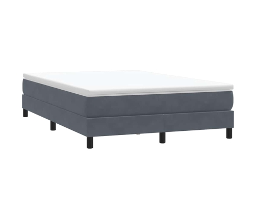 Cama box spring sin colchón gris oscuro terciopelo 140x220 cm