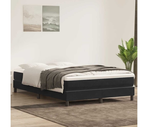 Cama box spring sin colchón negro terciopelo 140x220 cm