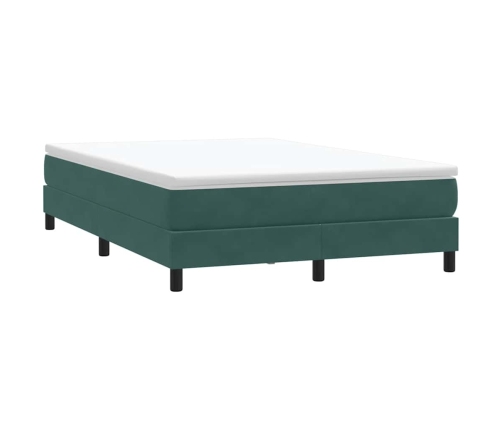 Cama box spring sin colchón verde oscuro terciopelo 140x220 cm