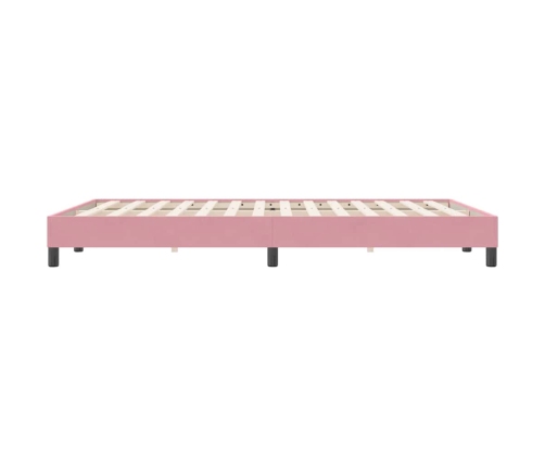 Cama box spring sin colchón rosa terciopelo 140x220 cm