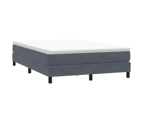 Cama box spring sin colchón gris oscuro terciopelo 160x220 cm