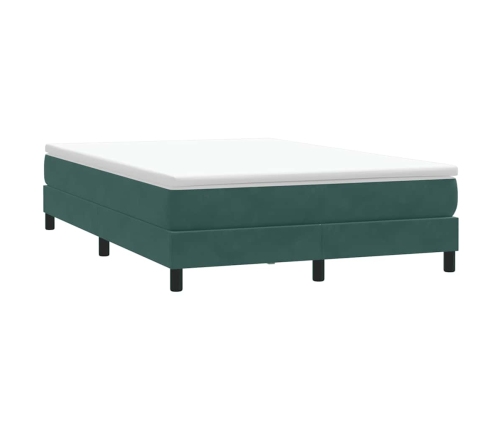 Cama box spring sin colchón verde oscuro terciopelo 160x220 cm