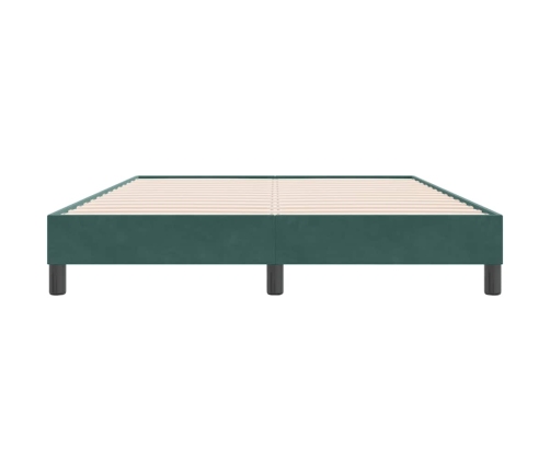 Cama box spring sin colchón verde oscuro terciopelo 160x220 cm