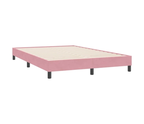 Cama box spring sin colchón rosa terciopelo 160x220 cm