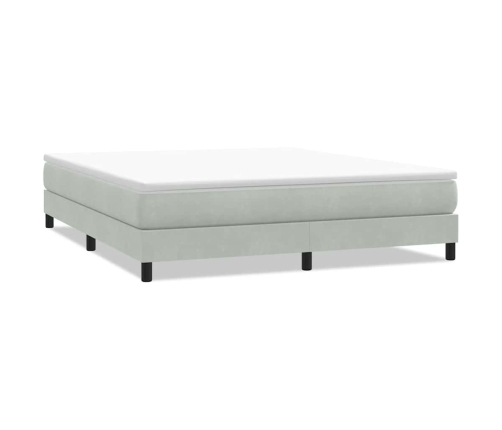 Cama box spring con colchón terciopelo gris claro 180x220 cm