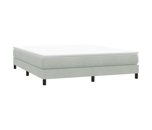 Cama box spring con colchón terciopelo gris claro 180x220 cm