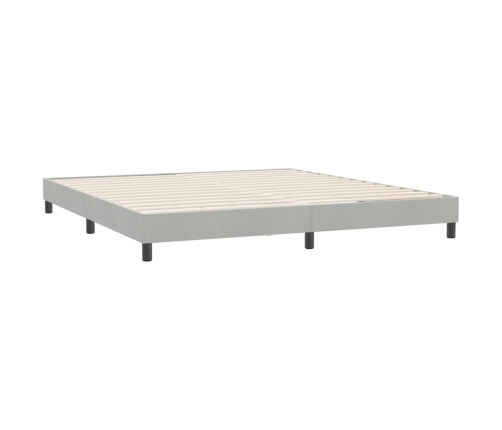 Cama box spring con colchón terciopelo gris claro 180x220 cm