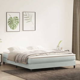 Cama box spring con colchón terciopelo gris claro 180x220 cm