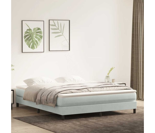 Cama box spring con colchón terciopelo gris claro 180x220 cm