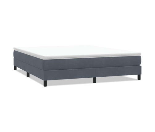 Cama box spring con colchón terciopelo gris oscuro 180x220 cm