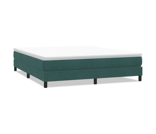 Cama box spring sin colchón terciopelo verde oscuro 180x220 cm