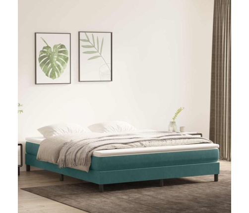 Cama box spring sin colchón terciopelo verde oscuro 180x220 cm