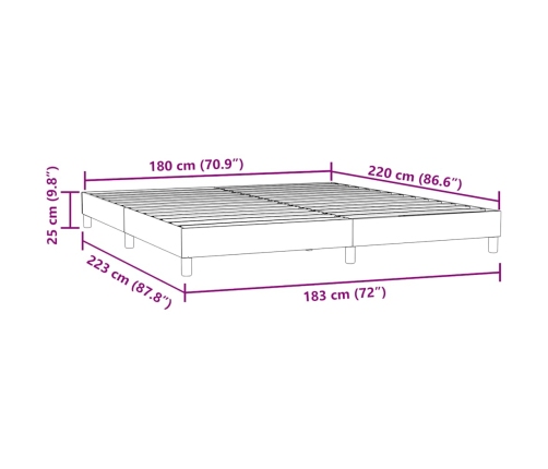 Cama box spring sin colchón terciopelo azul oscuro 180x220 cm