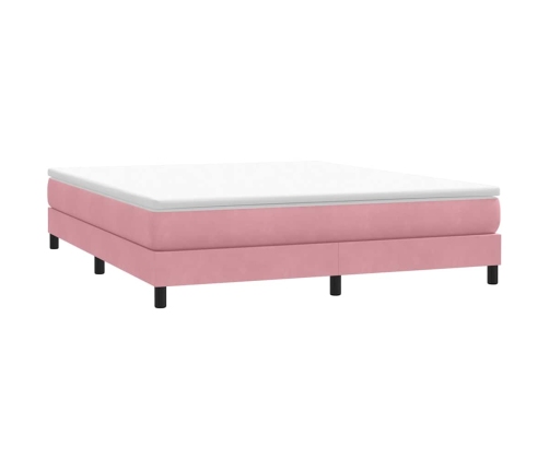 Cama box spring sin colchón terciopelo rosa 180x220 cm