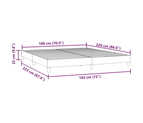 Cama box spring sin colchón terciopelo rosa 180x220 cm