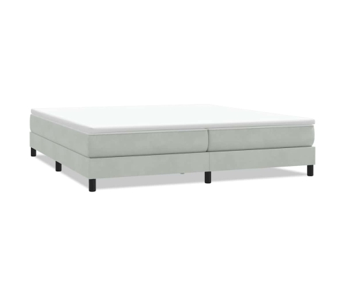 Cama box spring con colchón terciopelo gris claro 200x220 cm