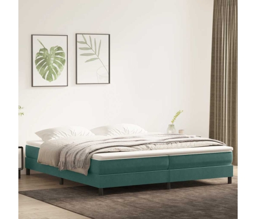 Cama box spring sin colchón terciopelo verde oscuro 200x220 cm