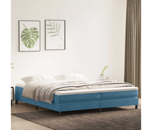 Cama box spring sin colchón terciopelo azul oscuro 200x220 cm