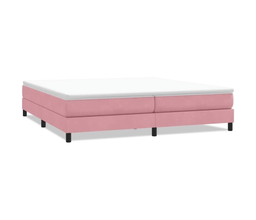 Cama box spring sin colchón terciopelo rosa 200x220 cm