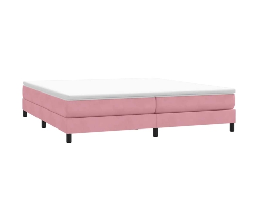 Cama box spring sin colchón terciopelo rosa 200x220 cm