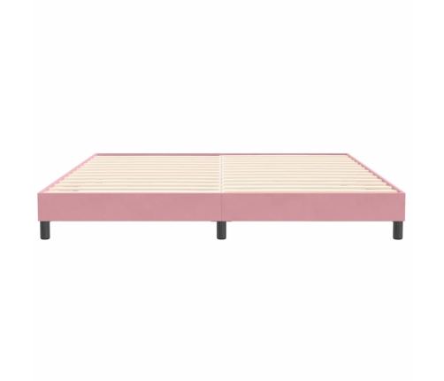 Cama box spring sin colchón terciopelo rosa 200x220 cm