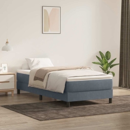 Cama box spring con colchón terciopelo gris oscuro 80x210 cm