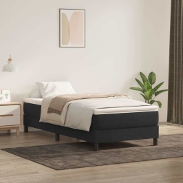 Cama box spring con colchón cuero sintético negro 80x210 cm