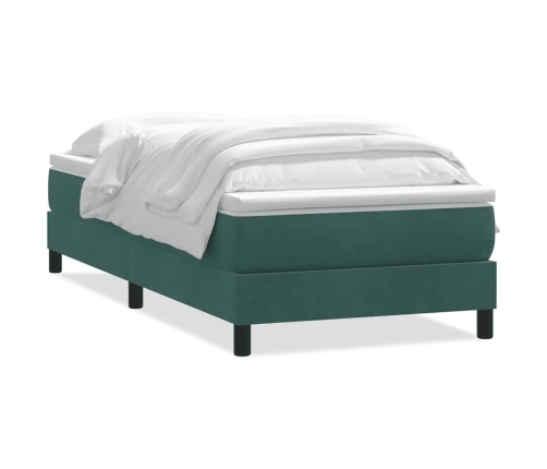 Cama box spring con colchón terciopelo verde oscuro 80x210 cm