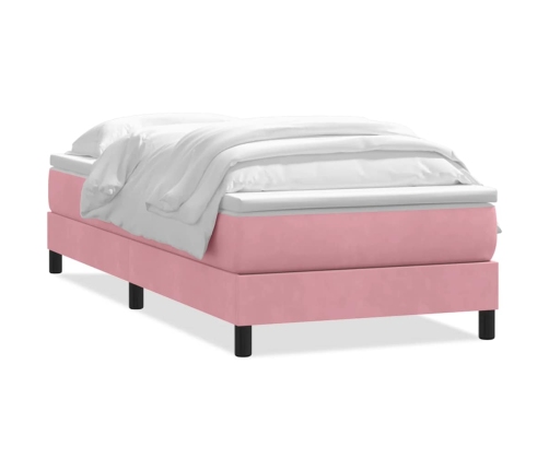 Cama box spring con colchón terciopelo rosa 80x210 cm